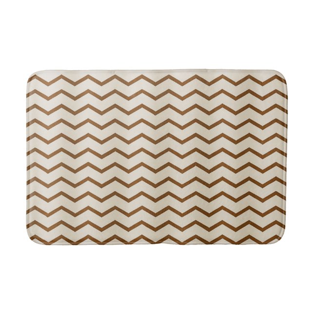 Tapete De Banheiro Linhas Ziguezague Beige e Terrosas (Frente)