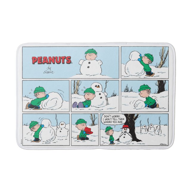 Tapete De Banheiro Linus constrói um boneco de neve (Frente)