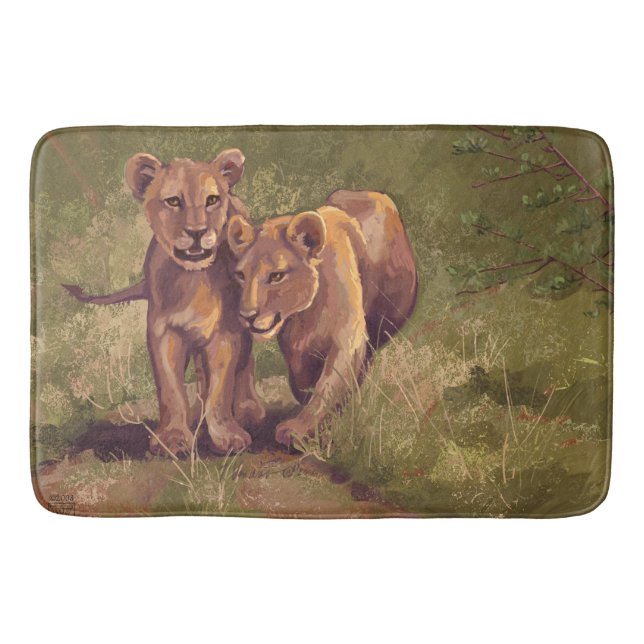 Tapete De Banheiro Lion Cubs Art (Frente)