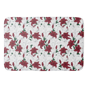 Tapete De Banheiro Lírios de Natal Vermelho e Branco