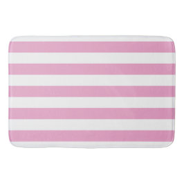 Tapete De Banheiro Listra Horizontal Rosa Claro e Branco Cabana