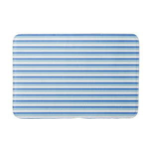 Tapete De Banheiro Listrado de Azul e Branco