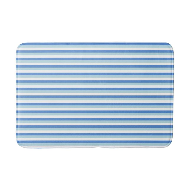 Tapete De Banheiro Listrado de Azul e Branco (Frente)