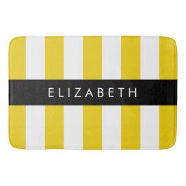 Tapete De Banheiro Listras Amarelas, Padrão Striped, Linhas, Seu Nome