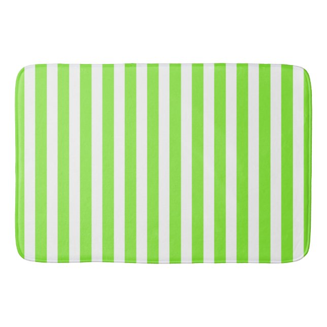Tapete De Banheiro Listras de doce verde limão e branco (Frente)