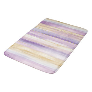 Tapete De Banheiro Listras de Íris Creme Roxo