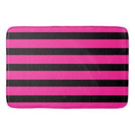 Tapete De Banheiro Listras de moda rosa quente e preto