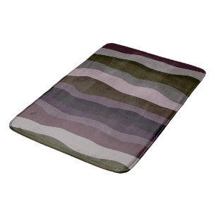 Tapete De Banheiro Listras de Oliva e Roxo