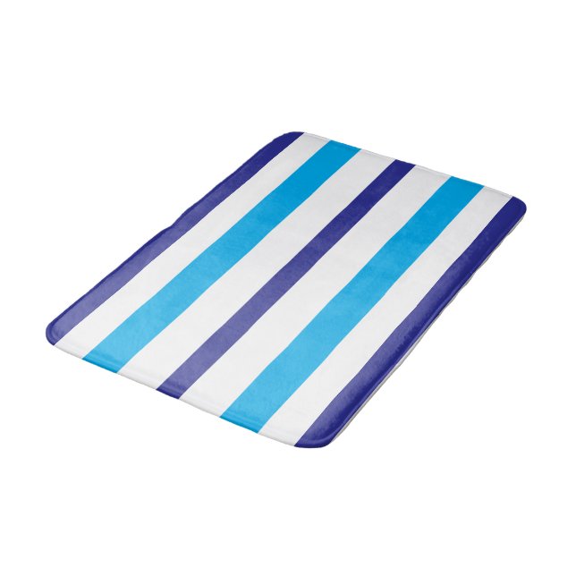Tapete De Banheiro Listras de Verão Azul Branco  (Angulado)