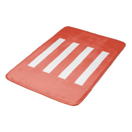 Tapete De Banheiro Listras no meio. Laranja Vermelho e branco.