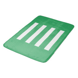 Tapete De Banheiro Listras no meio. Verde marinho e branco.