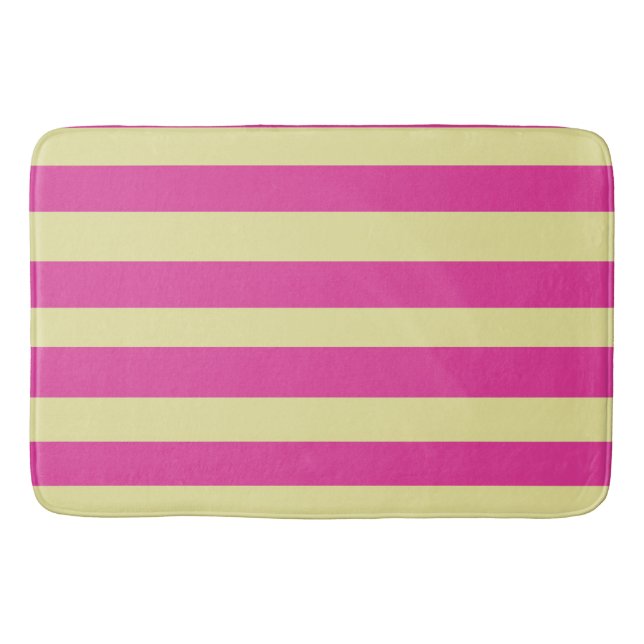 Tapete De Banheiro Listras Rosa e Amarelo (Frente)
