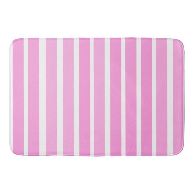 Tapete De Banheiro Listras Rosa e Branco (Frente)