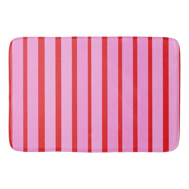 Tapete De Banheiro Listras Rosa e Vermelho (Frente)