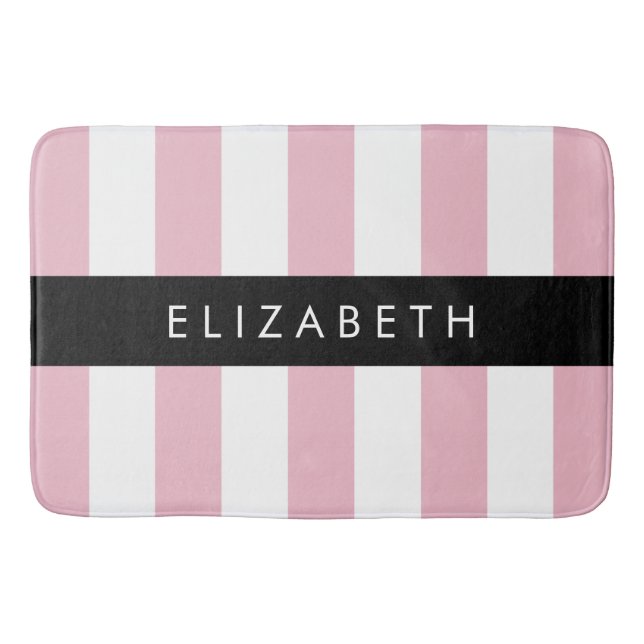 Tapete De Banheiro Listras Rosa, Padrão Strike, Linhas, Seu Nome (Frente)