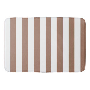 Tapete De Banheiro Listras Verticais Vintage Mocha Mousse Branco