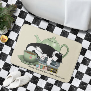 Tapete De Banheiro Livros Aconchegantes Gato Smoking Chá Chaleira Ver
