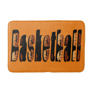 Tapete De Banheiro Logotipo de Basquete, Matriz de Banho de Espuma de