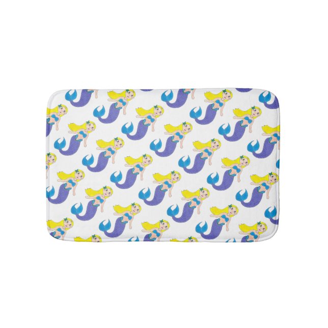 Tapete De Banheiro Loira Nadando Sereia Rapariga Roxa Mar de Cauda (frente)