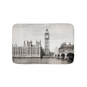 Tapete De Banheiro Londres antiga, preto e branco.