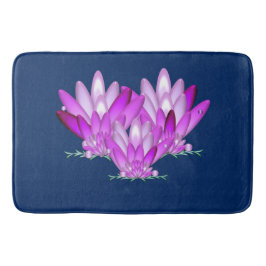 Tapete De Banheiro Lotus floresce rosa sobre fundo azul-marinho