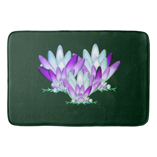 Tapete De Banheiro Lotus floresce sobre fundo verde-marinho (Frente)