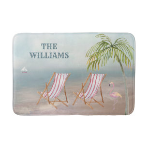 Tapete De Banheiro Lovely Serene Watercolor Beach SceneBath Mat