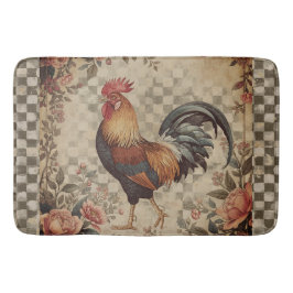 Tapete De Banheiro Lovely Vintage Rooster and Flowers Pattern 
