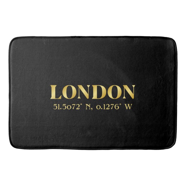 Tapete De Banheiro Lux Dourado London Latitude & Longitude (Frente)
