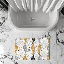 Tapete De Banheiro Luxo Dourado Prata Preto Art Deco Padrão Abstrato