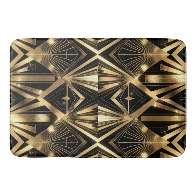Tapete De Banheiro Luxurious Art Deco Geometric Gold and Black (Frente)