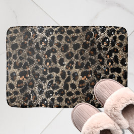 Tapete De Banheiro Luxury Glitter Brown Black Gold Leopard Pattern