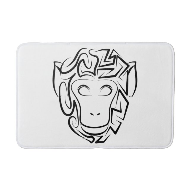 Tapete De Banheiro Macaco preto e branco tribal (Frente)