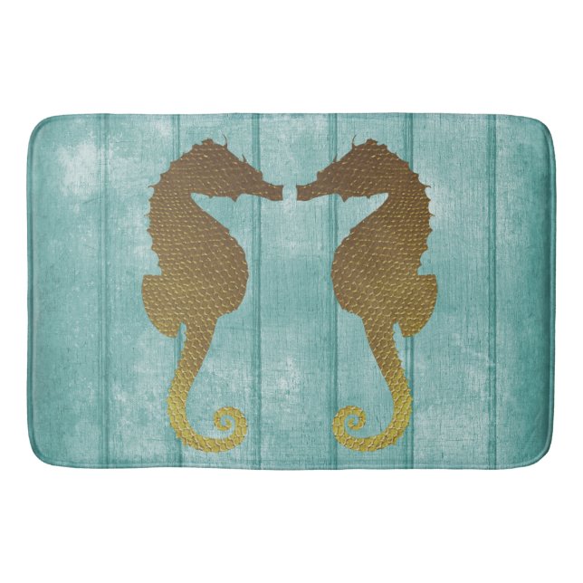 Tapete De Banheiro Madeira lançada costa azul com a esteira de banho (Frente)