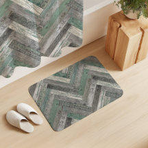 Madeira Rústica Chevron Verde Menta Cinza