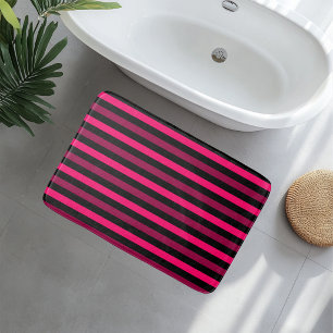 Tapete De Banheiro Magenta e Black Stripes Bath Mat