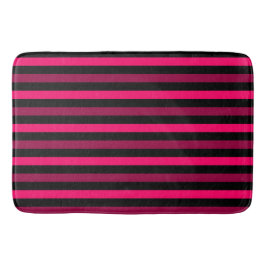 Tapete De Banheiro Magenta e Black Stripes Bath Mat