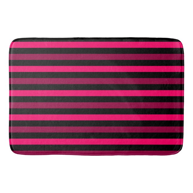 Tapete De Banheiro Magenta e Black Stripes Bath Mat (Frente)