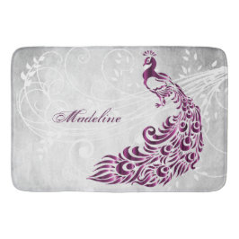 Tapete De Banheiro Magenta Peacock Personalizado Bath Mat