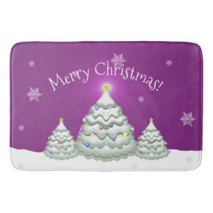 Tapete De Banheiro Magenta Snowy Árvore de Natal Bath Mat