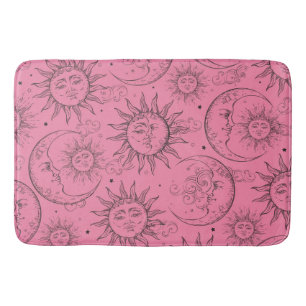 Tapete De Banheiro Magia Rosa Vintage Sol Lua Estrelas Celestiais