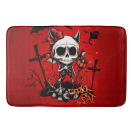 Tapete De Banheiro Mágica de abóbora e diversão óssea.