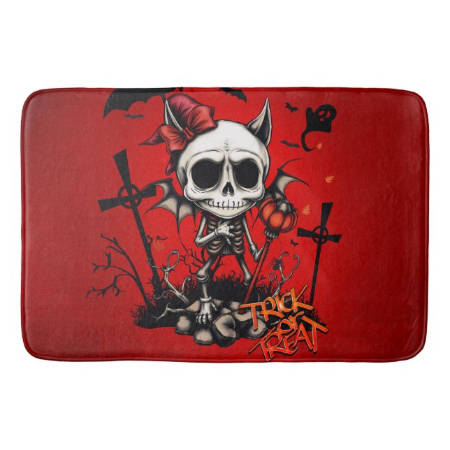 Tapete De Banheiro Mágica de abóbora e diversão óssea. (Frente)