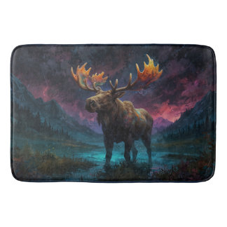 Tapete De Banheiro Mágico Jasper Moose e Montanhas Rochosas