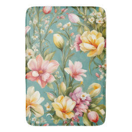 Tapete De Banheiro Magnólia Amarela refinada com flores brancas