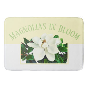 Tapete De Banheiro Magnolia Bloom Amarelo grande e branco