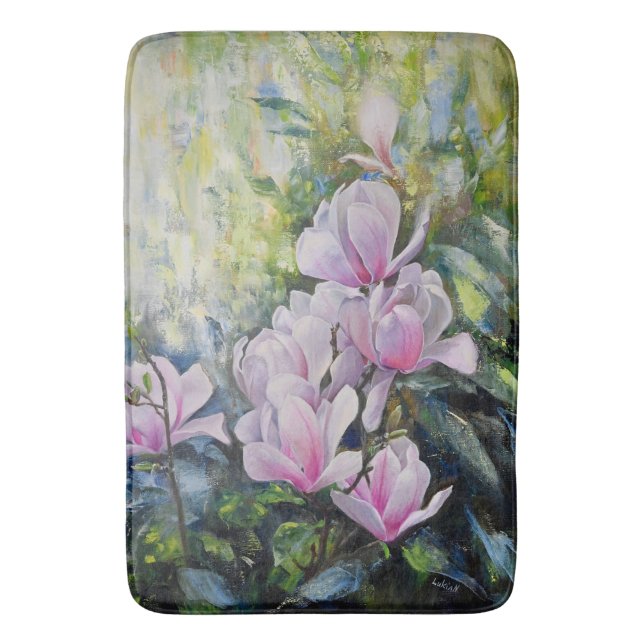 Tapete De Banheiro Magnolia Serenity - Arte Floral de Lukian (Frente Vertical)