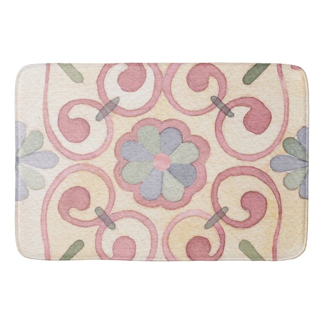 Tapete De Banheiro Maiolica Amarela Italiana Espanhola Rosa (Frente)