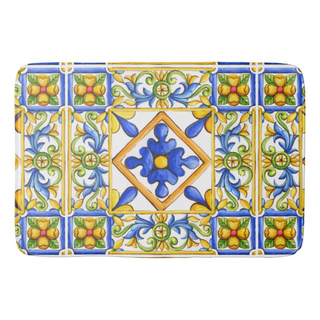 Tapete De Banheiro Majolica,azulejo espanhol,mediterrâneo   (Frente)