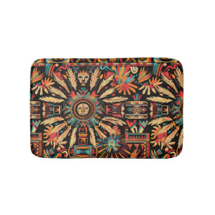 Tapete De Banheiro Maldito Teal "Sonho Aztec" Bathroom Mat